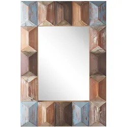 WANDSPIEGEL Holz bunt rechteckig 63/90 cm Hizote