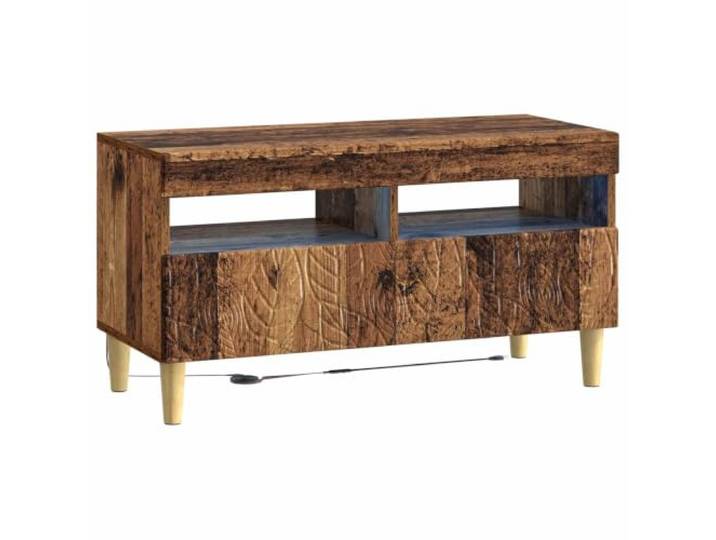 TV-Möbel mit LED aus Holz, Farbe Holz, moderner Stil Türscharnier um 90° drehbar, Türanschlag, reversibel, 14 kg, nur Innengebrauch, Montage erforderlich