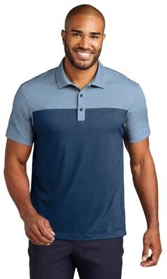 Port Authority K831 Fine Pique Blend Blocked Polo Shirt in Aegean Blue/Aegean Blue Heather size Large   Cotton/Polyester