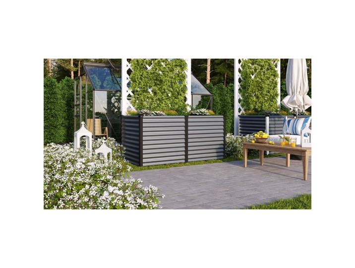 Hochbeet Hochbeet Linus 858, Anthrazit, Schwarz, Metall, 96.2x85.8x187.7 cm, Gartenzubehör, Hochbeete