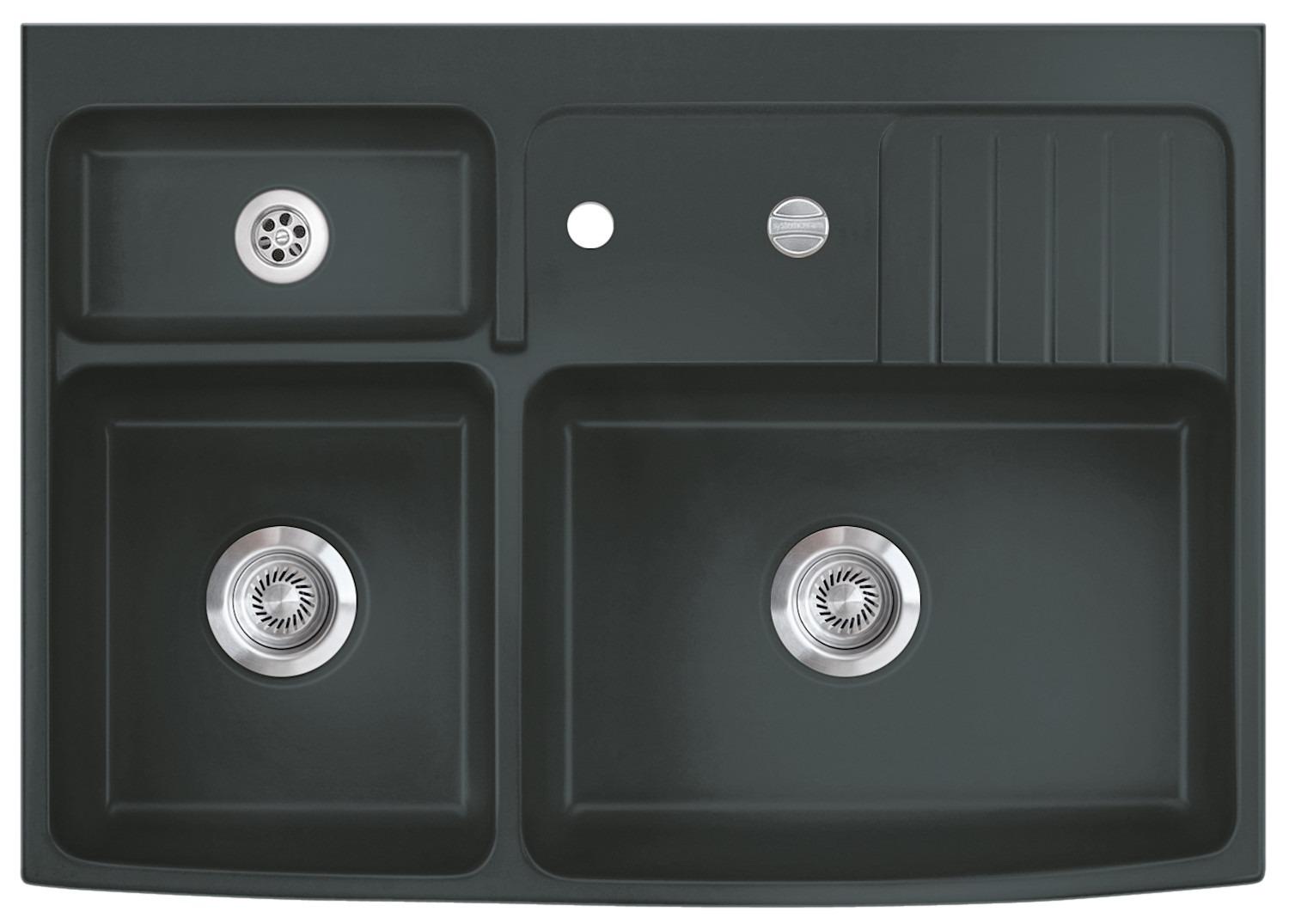 Elementspüle CENTRA 90 in EIBE mit Excenterbedienung / 600 mm AP-Tiefe / systemceram / Keramikspüle