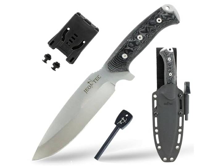 JEO-TEC Nº15 Outdoor Camping Gürtelmesser Jagdmesser Überlebensmesser Survival Bushcraft Messer - Deutsche Stahl BÖHLER N690C - Kydex Scheide