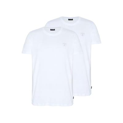 T-Shirt CHIEMSEE, Herren, Gr. S (44/46), weiß (weiß, weiß), 100% Baumwolle, unifarben, slim fit, Rundhals, gerader Abschluss, Shirts T-Shirt, - im vorteilhaften Doppelpack