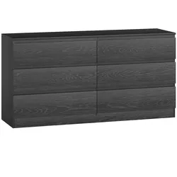 HOMCOM 6-Schubladen-Kommode moderner Aufbewahrungsschrank Schlafzimmer Wohnzimmer 140cm Schwarze Holzoptik