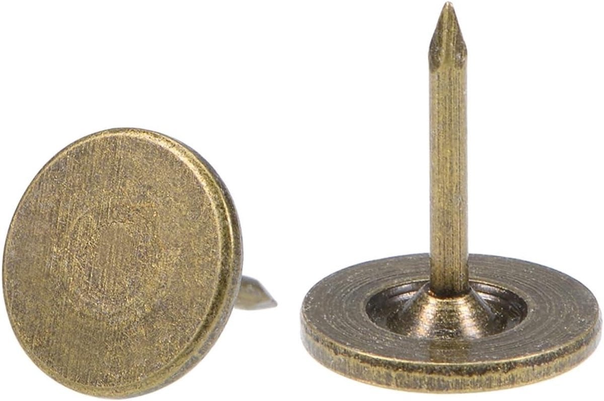 Decoratieve Meubelspijkers Brons - Platte Kop Punaises voor Meubels Stofferen - 11 x 13 mm