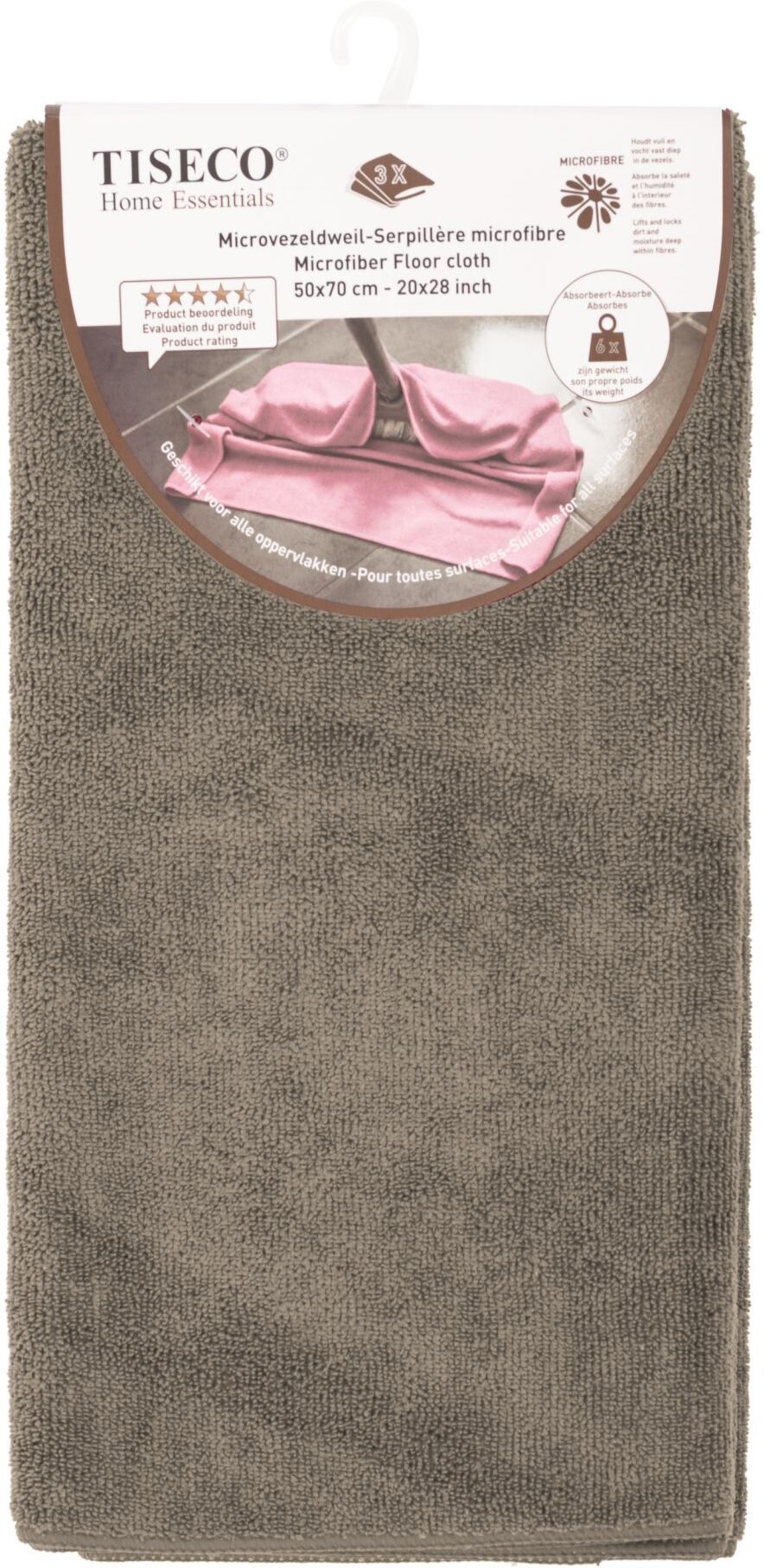 Tirolix Panno in Microfibra 3 Pezzi 50 x 70 cm Taupe