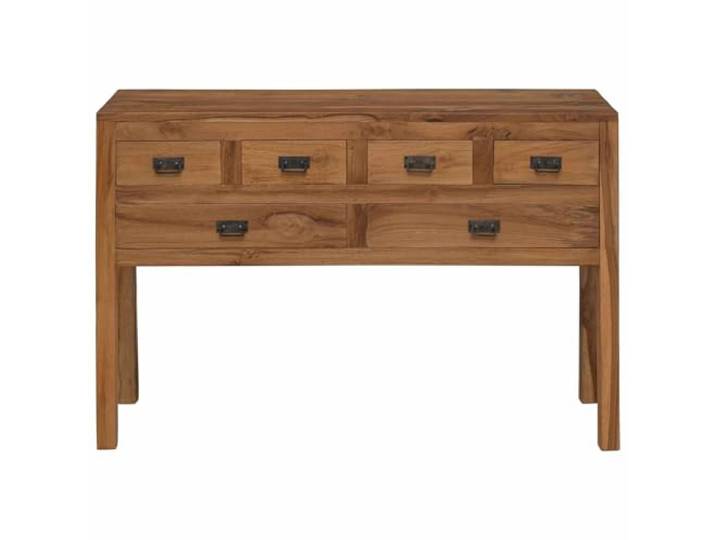 KTHLBRH Anrichte natur 110 x 35 x 75,5 cm massives Teakholz 6 Schubladen, Metallgriffe, wasserbasiertes Finish, für Wohnzimmer, Flur, Arbeitszimmer