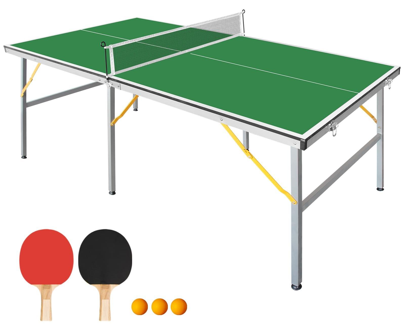 Zusammenklappbarer Tischtennistisch mit Netz und Zubehör