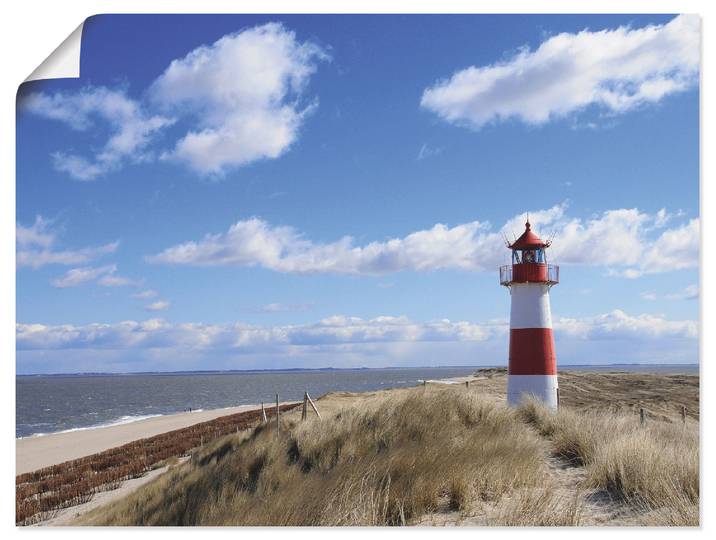Leinwandbild ARTLAND Leuchtturm Sylt , blau (farbe bild(er): blau), B:80cm H:60cm, Bilder, Leinwandbild, als Leinwandbild, Poster in verschied. Grössen