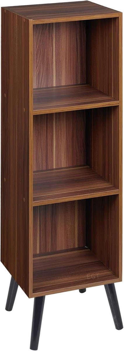 Scandinavische 3-laagse houten boekenkast met zwarte poten