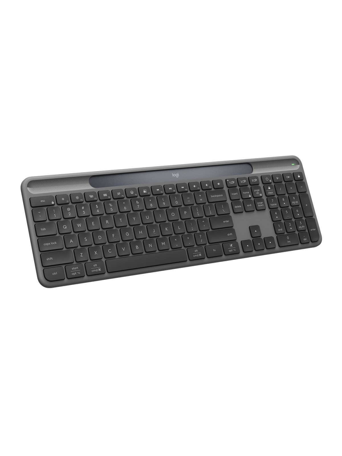Logitech K980 Signature Slim Solar+ Wireless - Tastatur - Full-Size - Italienisch - Grau