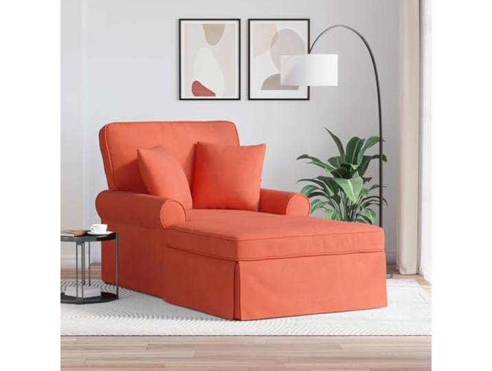 NLQMSU Loungesessel mit Rock und Kissen, 3-teilig, Rot / Orange Weicher Cord, abnehmbares Kissen mit Reißverschluss, ästhetische Rückenlehne, Armlehnen, robuster Rahmen, Wohnzimmer