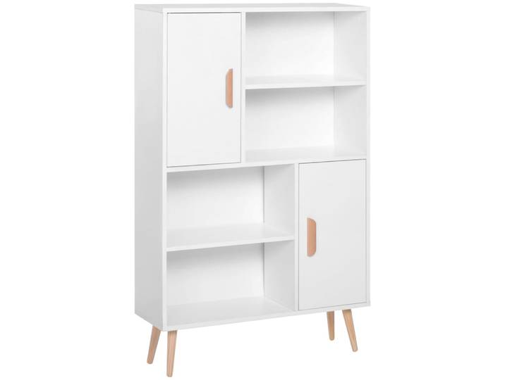 Bibliothèque scandinave 4 niches et 2 placards blanc