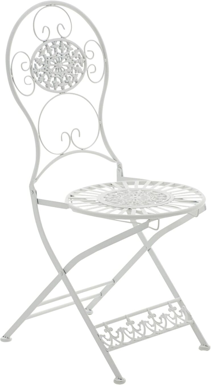 CLP Chaise de jardin pliable en métal Blanc Blanc 43x92x50cm