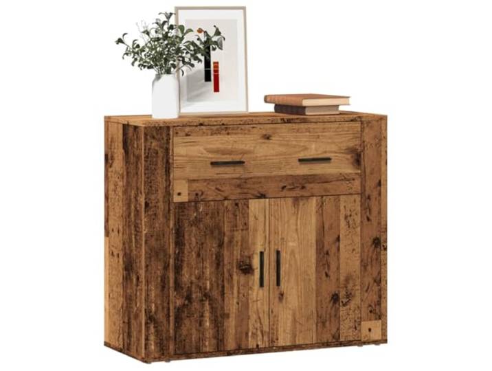 KTHLBRH Anrichte aus altem Holz, 80 x 33 x 70 cm, Spanplatte Geräumiger Stauraum, Staubschutztüren, stabile Bodenplatte, Montage erforderlich