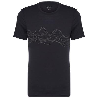 Stoic - Merino155 LaholmSt. Print T-Shirt Lines - Merinoshirt Gr M schwarz
