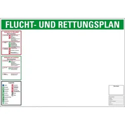 Flucht- und Rettungsplan Set, DIN ISO 23601, DIN EN ISO 7010, Kunststoff, 420x297mm, ASR A1.3, DIN EN ISO 7010