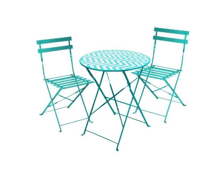 Ensemble de jardin - JUANIO - Ensemble 3 pièces - Vert zigzag - Acier - 2 personnes