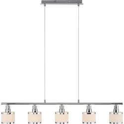 Pendelleuchte Hängeleuchte Deckenleuchte Metall silber weiß Hängelampe höhenverstellbar Länge 90 cm Höhe 120 cm