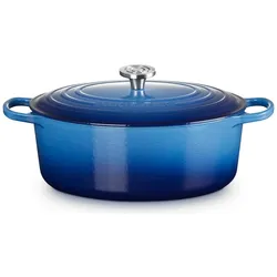 Le Creuset Bräter Signature oval azure 33cm, Pfanne + Kochtopf, Blau, Rot