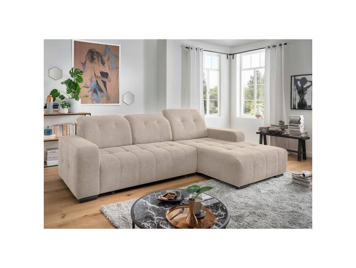Livetastic Ecksofa Vicari, Beige, Metall, Uni, Ottomane rechts, L-Form, 292x185 cm, Liegefunktion, USB-Anschluss, elektrischer Sitzvorzug, USB-C-Anschluss, Wohnzimmer, Sofas & Couches, Wohnlandschaften, Ecksofas