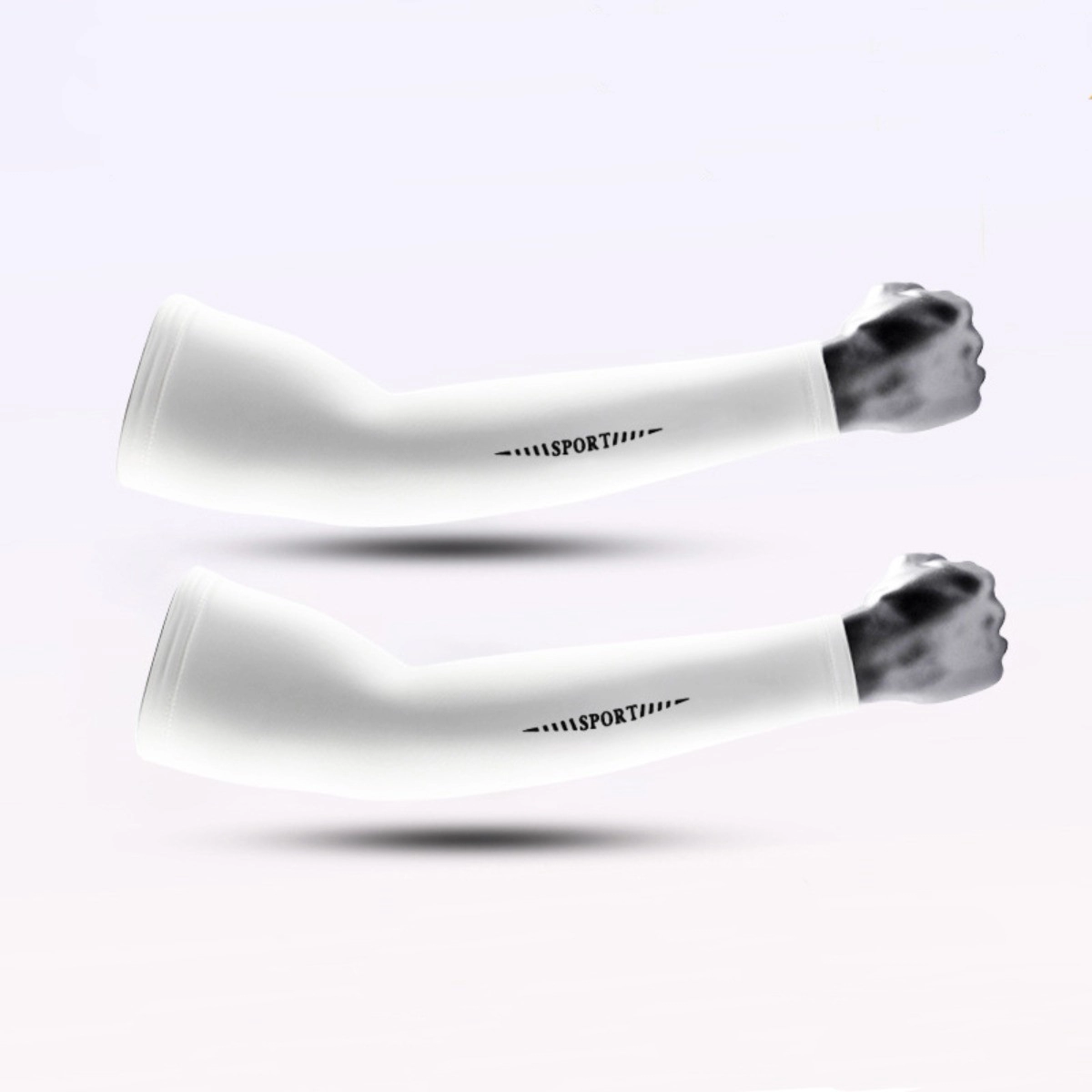 INF Eisseide UV-Schutz Armlinge (2er-Pack) — Kühlend, Schnell trocknend, Rutschfestes Design L Weiß