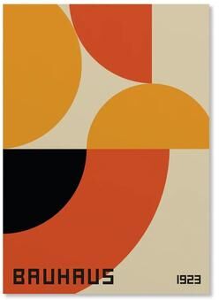 Uplift Picks Abstract Bauhaus Wall Art Orange Geometric Canvas Poster Decor 07 40x60 Cm no Frame