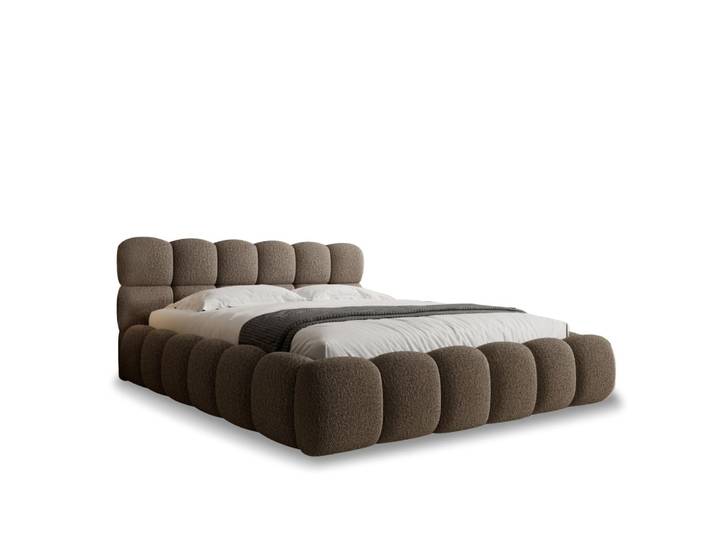 Lit coffre 140x190cm en bouclette taupe