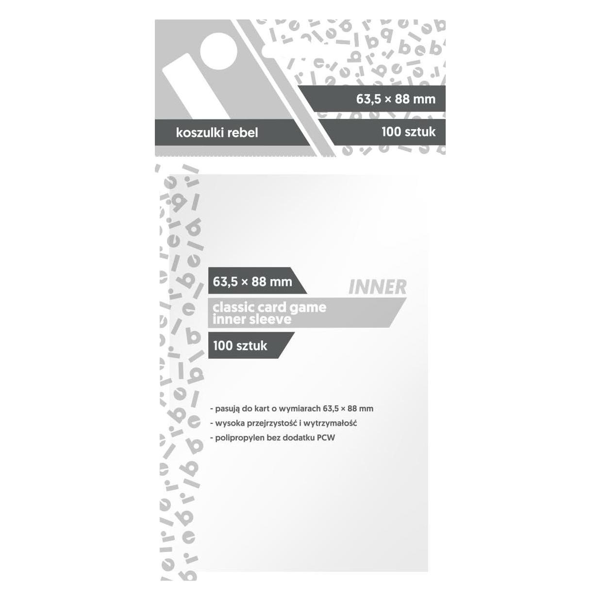 Rebel Koszulki na karty (63,5x88 mm) "Classic Card Game Inner Sleeve", 100 sztuk (48037631)