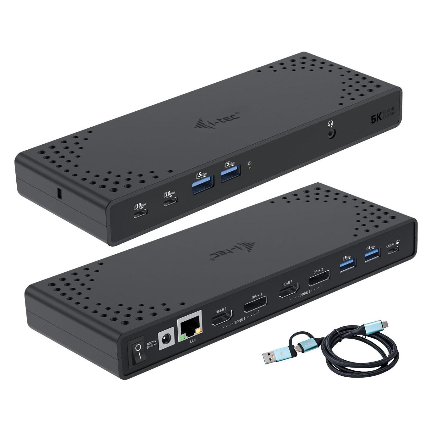 i-tec USB-A/-C TB DUAL DOCK DUAL DISPLAY DOCK PD 100W (USB-C) (CADUA4KDOCKPDL2IT)