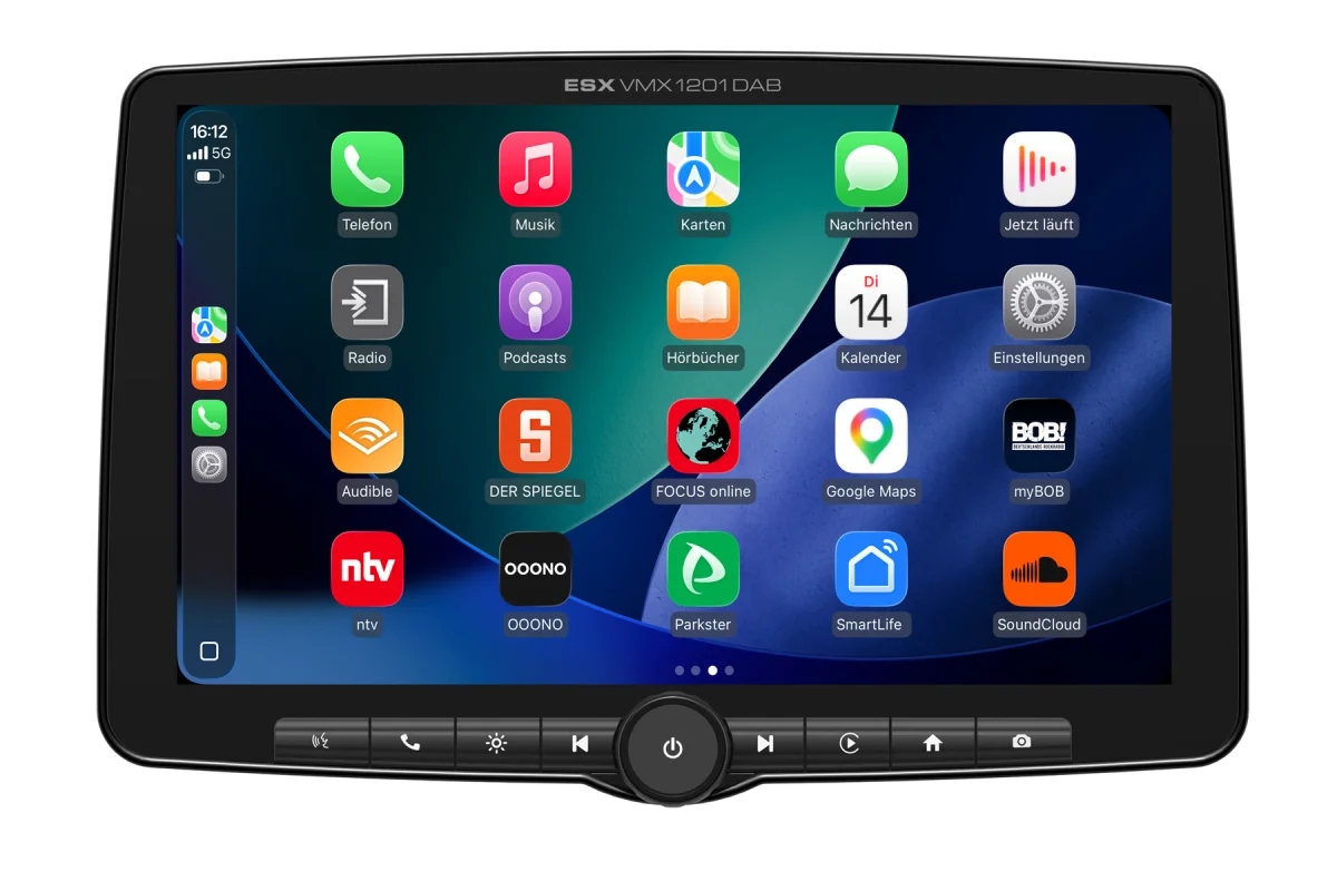 ESX VISION VMX1201DAB – 1-DIN Multiangle Media Moniceiver mit 12 Zoll Touchscreen