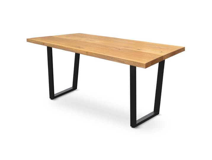 Esstisch 140 x 80 cm Eiche massiv/Trapez-Gestell schwarz