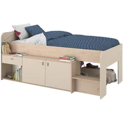 HOCHBETT Kaschmir, Jackson Eiche, Stauraumbett Bett 90 x 200 cm