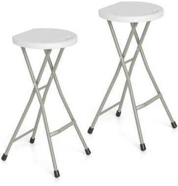Costway 28 Inch Portable Folding Stools Patio Dining Chairs with 330lbs Limited Sturdy Frame-Set of 2