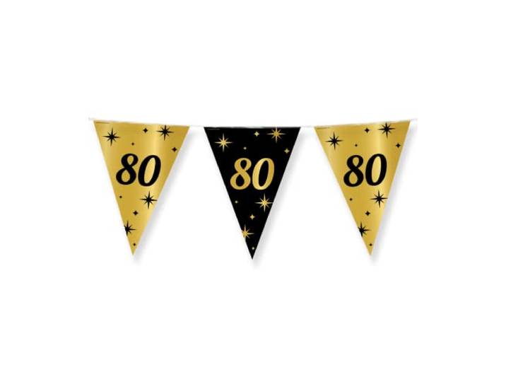 PD-Party - Verjaardagsvlaggetjes voor 80e verjaardag - Vlaggenlijn - Decoratie Verjaardag - Jubileum - Zwart Goud Decoratie - Feestdecoratie - 80e Verjaardag Decoratie - 1000 x 30 cm