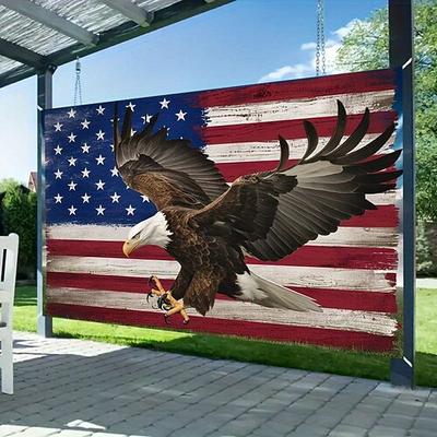 Patriotische amerikanische Flagge Bald Eagle Polyester Leinwandkunst langlebige 75gsm Wanddekoration vielseitige Raumausstattung für alle Jahreszeiten Partybannerbedarf amerikanisches Dekor 1 Stück