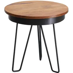 BEISTELLTISCH – Massivholz, Metallbeine, 43x45x43 cm, Industrial