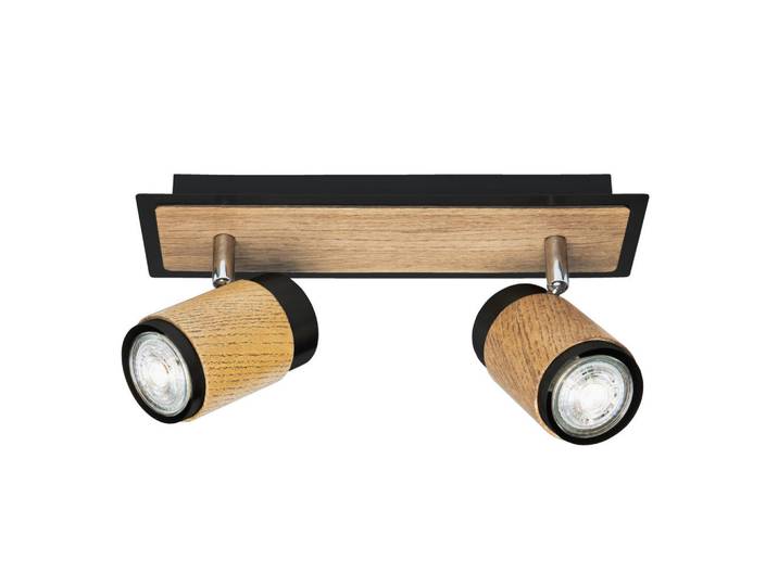 Deckenstrahler Bolivia, Holz, Metall, massiv, 15x9x30 cm, Lampen & Leuchten, Innenbeleuchtung, Spots & Strahler, Deckenspots