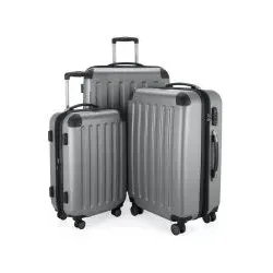Spree - 3er Set Koffer Hartschale, Silber matt, Doppelrollen, TSA,
