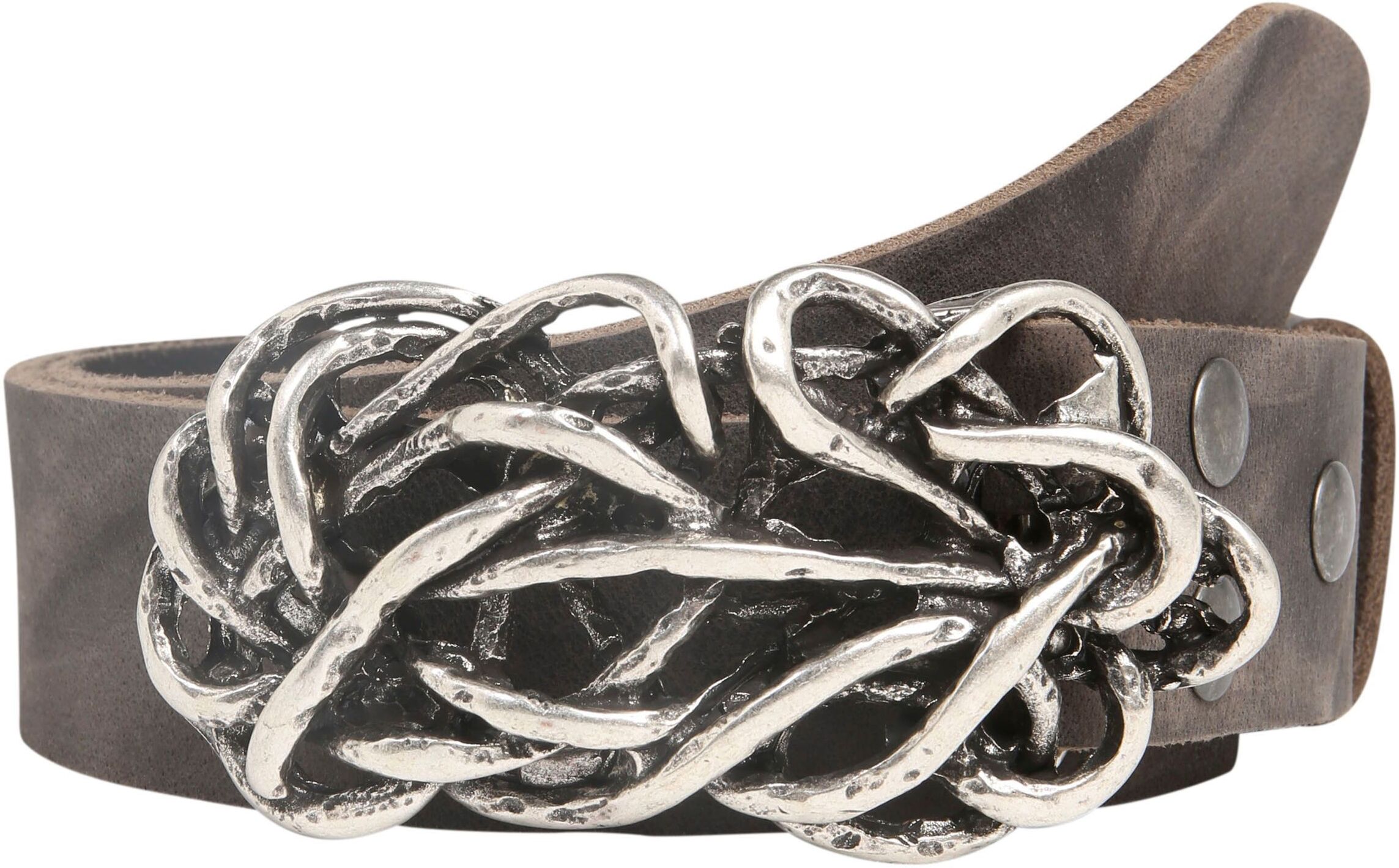 Ledergürtel RETTUNGSRING GÜRTEL, Damen, Gr. 115, grau, Rindsleder, unifarben, Gürtel Ledergürtel, Koppelschliesse im Knoten-Design grau 115