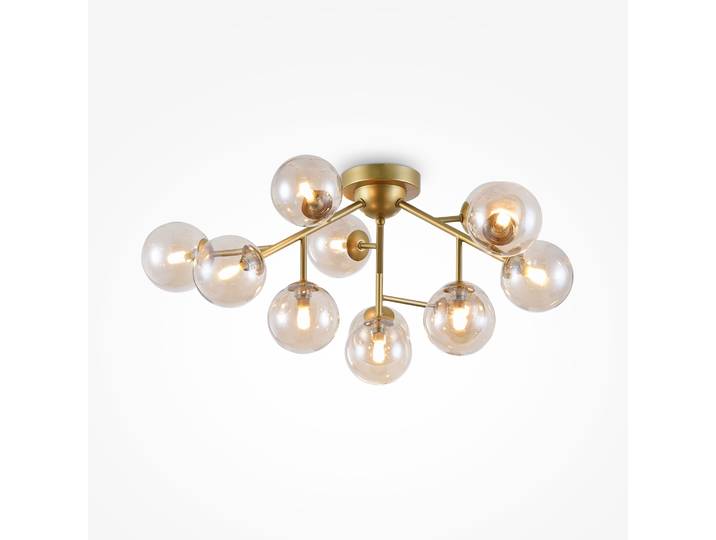 Plafonnier\, métal verre\, or ambre\, D 60 cm