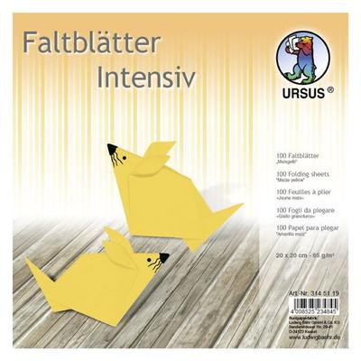 URSUS Falten Faltblätter Uni intensiv, Plakatkarton, 65 g/m², 20 x 20 cm, maisgelb