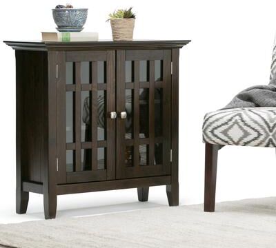 "WYNDENHALL Freemont Solid Wood Transitional Low Storage Media Cabinet - 32""w x 14""d x 31"" h"