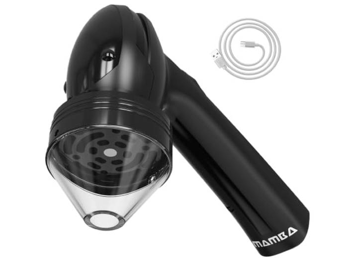 Mamba XL Elektrische Saatmühle, USB-C Wiederaufladbare Gewürzmühle, Schwarz mahlt Basilikum, Leinsamen; 3 TL; grobe bis feine Texturen; Aluminiumkopf; Handheld wiederaufladbar; Einhand-Wippschalter