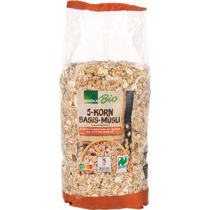 Edeka Müsli Basis Müsli 5-Korn-Mix, BIO, ohne Zuckerzusatz, 750 g