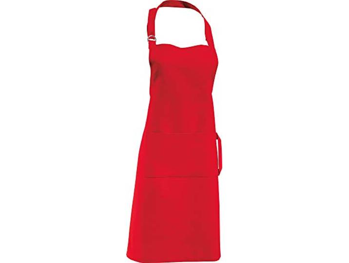 Erwin Müller Koch-Schürze, Küchenschürze Uni 100% Baumwolle rot Größe 72x90 cm - verstellbare Halsschlaufe, mit Aufsatztasche und Bindeband