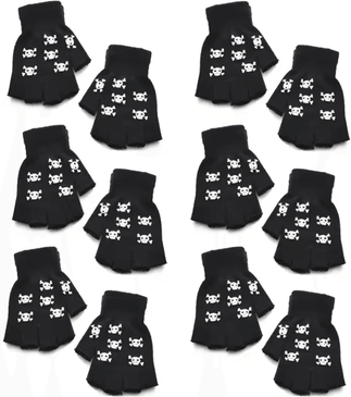 Inspire Essentials GlowSkull Halloween Skeleton Half Finger Gloves 13