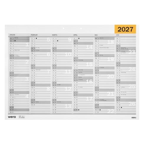 Wera Vaegkalender A4 2027 DK (380427)