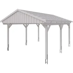 Skan Holz Fichtelberg - Satteldach Einzelcarport Breite 423 cm Gr. 1 - 423 x 566 cm Dachlattung weiß Holzcarport