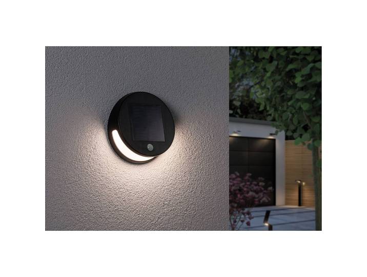 home24 LED-solar-wandlamp Helena Ø 18cm zwart